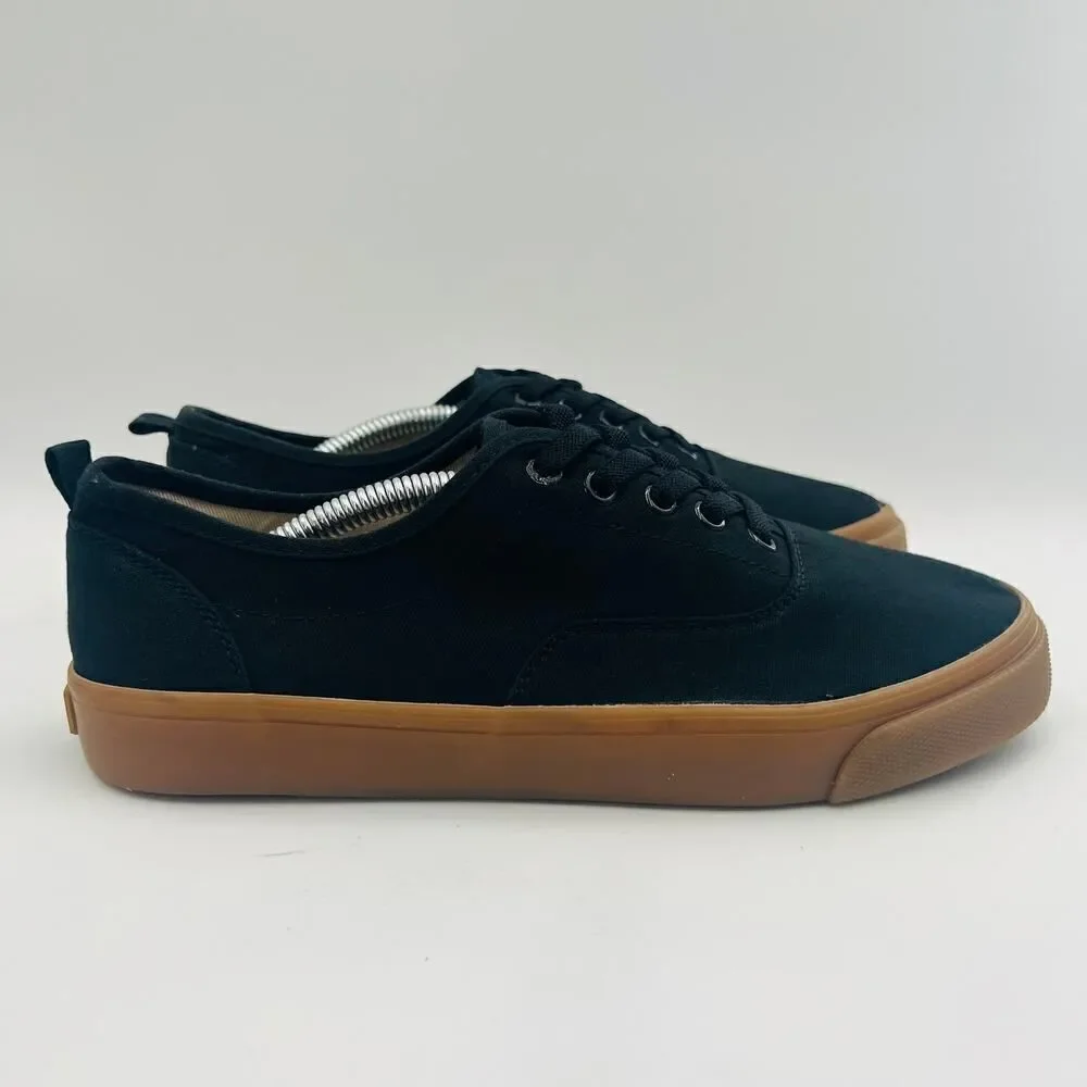 Old Navy Black Jack Canvas Lace-Up Black Tan Sole Sneakers for Kids Size 5